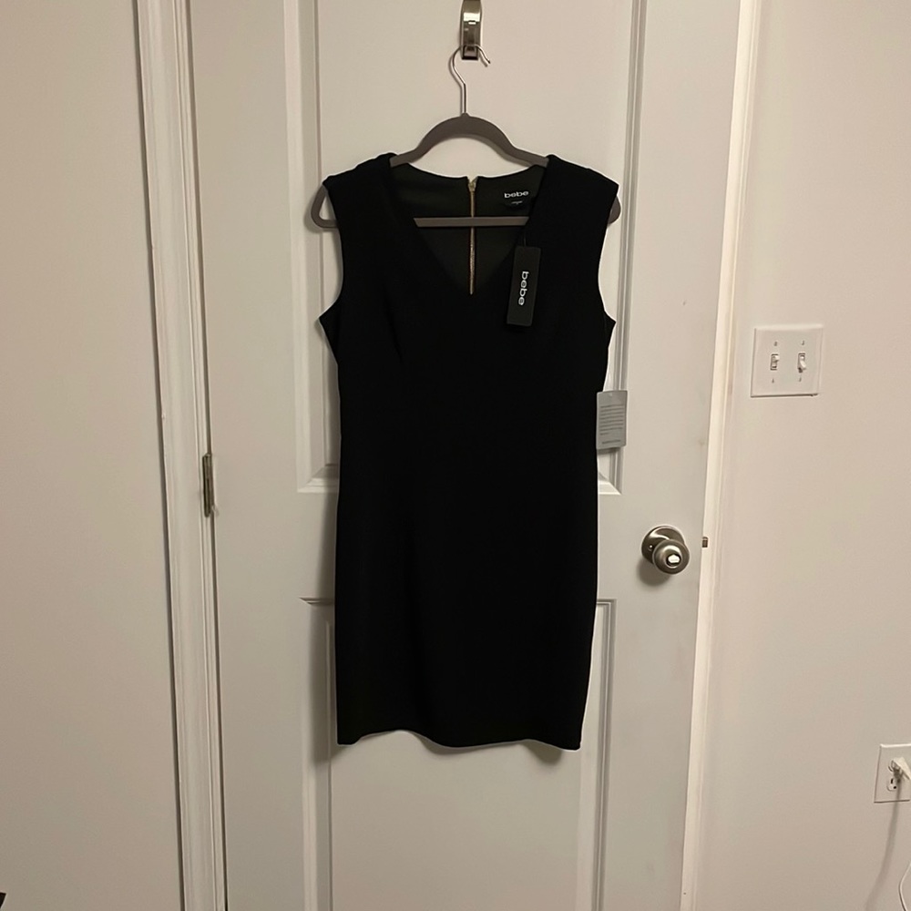 BEBE WOMENS LITTLE BLACK DRESS WITH PLUNGING DEEP V NECKLINE - Picture 2 of 6